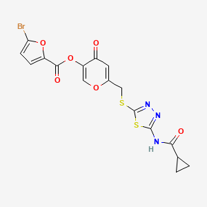 molecular formula C17H12BrN3O6S2 B6485987 6-{[(5-cyclopropaneamido-1,3,4-thiadiazol-2-yl)sulfanyl]methyl}-4-oxo-4H-pyran-3-yl 5-bromofuran-2-carboxylate CAS No. 896010-05-2