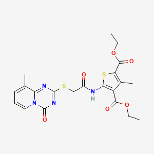 molecular formula C21H22N4O6S2 B6485999 2,4-diethyl 3-methyl-5-[2-({9-methyl-4-oxo-4H-pyrido[1,2-a][1,3,5]triazin-2-yl}sulfanyl)acetamido]thiophene-2,4-dicarboxylate CAS No. 896343-19-4