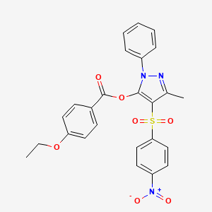 molecular formula C25H21N3O7S B6486000 3-methyl-4-(4-nitrobenzenesulfonyl)-1-phenyl-1H-pyrazol-5-yl 4-ethoxybenzoate CAS No. 6245-39-2