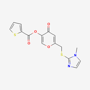 molecular formula C15H12N2O4S2 B6486004 6-{[(1-methyl-1H-imidazol-2-yl)sulfanyl]methyl}-4-oxo-4H-pyran-3-yl thiophene-2-carboxylate CAS No. 896311-46-9