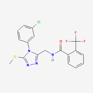 molecular formula C18H14ClF3N4OS B6486034 N-{[4-(3-chlorophenyl)-5-(methylsulfanyl)-4H-1,2,4-triazol-3-yl]methyl}-2-(trifluoromethyl)benzamide CAS No. 391933-88-3