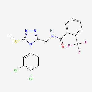 molecular formula C18H13Cl2F3N4OS B6486037 N-{[4-(3,4-dichlorophenyl)-5-(methylsulfanyl)-4H-1,2,4-triazol-3-yl]methyl}-2-(trifluoromethyl)benzamide CAS No. 391937-62-5