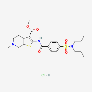 molecular formula C23H32ClN3O5S2 B6486054 methyl 2-[4-(dipropylsulfamoyl)benzamido]-6-methyl-4H,5H,6H,7H-thieno[2,3-c]pyridine-3-carboxylate hydrochloride CAS No. 1215585-81-1
