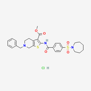 molecular formula C29H34ClN3O5S2 B6486061 methyl 2-[4-(azepane-1-sulfonyl)benzamido]-6-benzyl-4H,5H,6H,7H-thieno[2,3-c]pyridine-3-carboxylate hydrochloride CAS No. 1215461-23-6