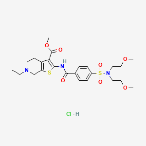 molecular formula C24H34ClN3O7S2 B6486064 methyl 2-{4-[bis(2-methoxyethyl)sulfamoyl]benzamido}-6-ethyl-4H,5H,6H,7H-thieno[2,3-c]pyridine-3-carboxylate hydrochloride CAS No. 1216835-18-5