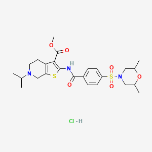 molecular formula C25H34ClN3O6S2 B6486071 methyl 2-{4-[(2,6-dimethylmorpholin-4-yl)sulfonyl]benzamido}-6-(propan-2-yl)-4H,5H,6H,7H-thieno[2,3-c]pyridine-3-carboxylate hydrochloride CAS No. 1216663-87-4