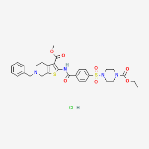 molecular formula C30H35ClN4O7S2 B6486076 ethyl 4-(4-{[6-benzyl-3-(methoxycarbonyl)-4H,5H,6H,7H-thieno[2,3-c]pyridin-2-yl]carbamoyl}benzenesulfonyl)piperazine-1-carboxylate hydrochloride CAS No. 1215839-16-9