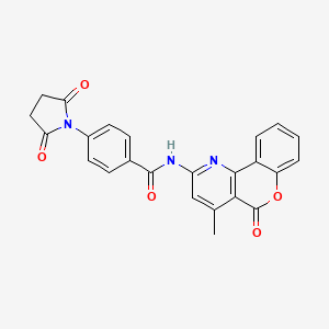 molecular formula C24H17N3O5 B6486108 4-(2,5-dioxopyrrolidin-1-yl)-N-{4-methyl-5-oxo-5H-chromeno[4,3-b]pyridin-2-yl}benzamide CAS No. 6189-52-2