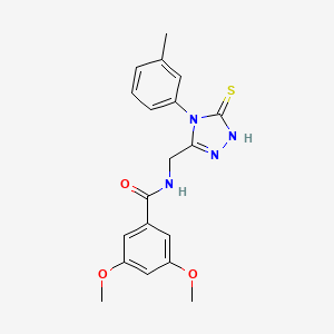 molecular formula C19H20N4O3S B6486115 3,5-dimethoxy-N-{[4-(3-methylphenyl)-5-sulfanylidene-4,5-dihydro-1H-1,2,4-triazol-3-yl]methyl}benzamide CAS No. 6182-38-3