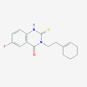 3-[2-(cyclohex-1-en-1-yl)ethyl]-6-fluoro-2-sulfanylidene-1,2,3,4-tetrahydroquinazolin-4-one