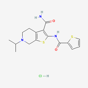 molecular formula C16H20ClN3O2S2 B6486155 6-(propan-2-yl)-2-(thiophene-2-amido)-4H,5H,6H,7H-thieno[2,3-c]pyridine-3-carboxamide hydrochloride CAS No. 1217005-10-1