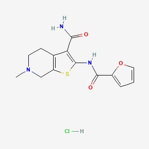 molecular formula C14H16ClN3O3S B6486164 2-(furan-2-amido)-6-methyl-4H,5H,6H,7H-thieno[2,3-c]pyridine-3-carboxamide hydrochloride CAS No. 1177622-62-6