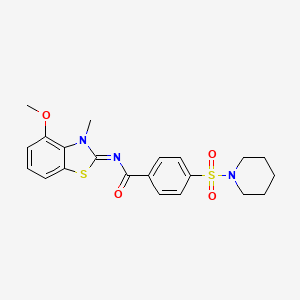 N-[(2E)-4-methoxy-3-methyl-2,3-dihydro-1,3-benzothiazol-2-ylidene]-4-(piperidine-1-sulfonyl)benzamide