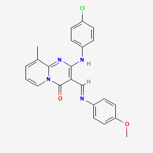 2-[(4-chlorophenyl)amino]-3-[(1E)-[(4-methoxyphenyl)imino]methyl]-9-methyl-4H-pyrido[1,2-a]pyrimidin-4-one