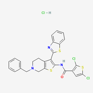 molecular formula C26H20Cl3N3OS3 B6486197 N-[3-(1,3-benzothiazol-2-yl)-6-benzyl-4H,5H,6H,7H-thieno[2,3-c]pyridin-2-yl]-2,5-dichlorothiophene-3-carboxamide hydrochloride CAS No. 1219164-89-2