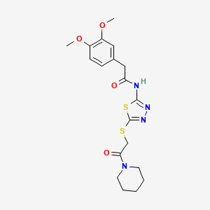 molecular formula C19H24N4O4S2 B6486203 2-(3,4-dimethoxyphenyl)-N-(5-{[2-oxo-2-(piperidin-1-yl)ethyl]sulfanyl}-1,3,4-thiadiazol-2-yl)acetamide CAS No. 476466-51-0