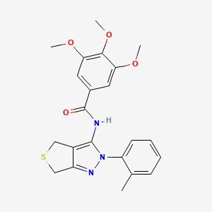 molecular formula C22H23N3O4S B6486219 3,4,5-trimethoxy-N-[2-(2-methylphenyl)-2H,4H,6H-thieno[3,4-c]pyrazol-3-yl]benzamide CAS No. 361172-31-8