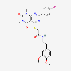 molecular formula C26H26FN5O5S B6486238 N-[2-(3,4-dimethoxyphenyl)ethyl]-2-{[2-(4-fluorophenyl)-6,8-dimethyl-5,7-dioxo-5H,6H,7H,8H-[1,3]diazino[4,5-d]pyrimidin-4-yl]sulfanyl}acetamide CAS No. 852170-73-1