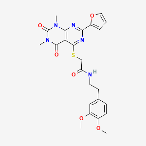 molecular formula C24H25N5O6S B6486245 N-[2-(3,4-dimethoxyphenyl)ethyl]-2-{[2-(furan-2-yl)-6,8-dimethyl-5,7-dioxo-5H,6H,7H,8H-[1,3]diazino[4,5-d]pyrimidin-4-yl]sulfanyl}acetamide CAS No. 847191-15-5
