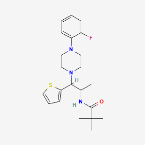 molecular formula C22H30FN3OS B6486259 N-{1-[4-(2-fluorophenyl)piperazin-1-yl]-1-(thiophen-2-yl)propan-2-yl}-2,2-dimethylpropanamide CAS No. 887205-94-9