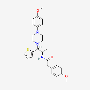 molecular formula C27H33N3O3S B6486268 2-(4-methoxyphenyl)-N-{1-[4-(4-methoxyphenyl)piperazin-1-yl]-1-(thiophen-2-yl)propan-2-yl}acetamide CAS No. 887206-60-2
