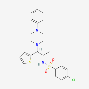 4-chloro-N-[1-(4-phenylpiperazin-1-yl)-1-(thiophen-2-yl)propan-2-yl]benzene-1-sulfonamide