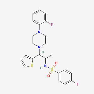 4-fluoro-N-{1-[4-(2-fluorophenyl)piperazin-1-yl]-1-(thiophen-2-yl)propan-2-yl}benzene-1-sulfonamide