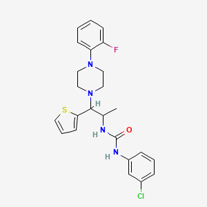 molecular formula C24H26ClFN4OS B6486303 1-(3-chlorophenyl)-3-{1-[4-(2-fluorophenyl)piperazin-1-yl]-1-(thiophen-2-yl)propan-2-yl}urea CAS No. 863018-12-6