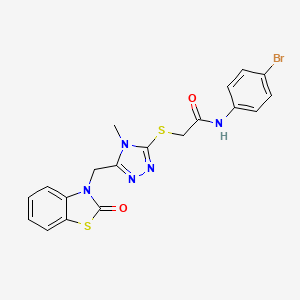 molecular formula C19H16BrN5O2S2 B6486304 N-(4-bromophenyl)-2-({4-methyl-5-[(2-oxo-2,3-dihydro-1,3-benzothiazol-3-yl)methyl]-4H-1,2,4-triazol-3-yl}sulfanyl)acetamide CAS No. 847400-34-4