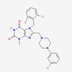 molecular formula C24H23Cl2FN6O2 B6486315 7-[(2-chloro-6-fluorophenyl)methyl]-8-{[4-(3-chlorophenyl)piperazin-1-yl]methyl}-3-methyl-2,3,6,7-tetrahydro-1H-purine-2,6-dione CAS No. 924803-10-1
