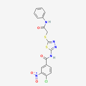 molecular formula C17H12ClN5O4S2 B6486323 4-chloro-3-nitro-N-(5-{[(phenylcarbamoyl)methyl]sulfanyl}-1,3,4-thiadiazol-2-yl)benzamide CAS No. 392291-07-5