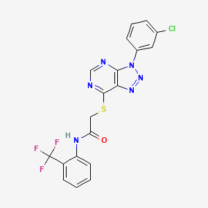 molecular formula C19H12ClF3N6OS B6486330 2-{[3-(3-chlorophenyl)-3H-[1,2,3]triazolo[4,5-d]pyrimidin-7-yl]sulfanyl}-N-[2-(trifluoromethyl)phenyl]acetamide CAS No. 896678-72-1