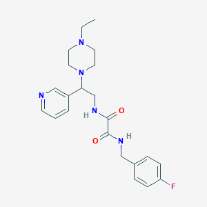 molecular formula C22H28FN5O2 B6486340 N-[2-(4-ethylpiperazin-1-yl)-2-(pyridin-3-yl)ethyl]-N'-[(4-fluorophenyl)methyl]ethanediamide CAS No. 863556-47-2