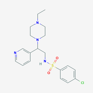 4-chloro-N-[2-(4-ethylpiperazin-1-yl)-2-(pyridin-3-yl)ethyl]benzene-1-sulfonamide