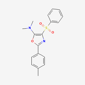 molecular formula C18H18N2O3S B6486358 4-(benzenesulfonyl)-N,N-dimethyl-2-(4-methylphenyl)-1,3-oxazol-5-amine CAS No. 314748-18-0