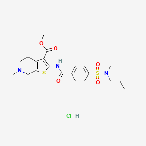 molecular formula C22H30ClN3O5S2 B6486429 methyl 2-{4-[butyl(methyl)sulfamoyl]benzamido}-6-methyl-4H,5H,6H,7H-thieno[2,3-c]pyridine-3-carboxylate hydrochloride CAS No. 1216780-43-6