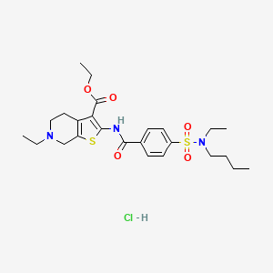 molecular formula C25H36ClN3O5S2 B6486438 ethyl 2-{4-[butyl(ethyl)sulfamoyl]benzamido}-6-ethyl-4H,5H,6H,7H-thieno[2,3-c]pyridine-3-carboxylate hydrochloride CAS No. 1215686-45-5