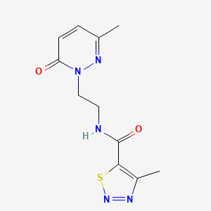 molecular formula C11H13N5O2S B6486444 4-methyl-N-[2-(3-methyl-6-oxo-1,6-dihydropyridazin-1-yl)ethyl]-1,2,3-thiadiazole-5-carboxamide CAS No. 1251624-34-6