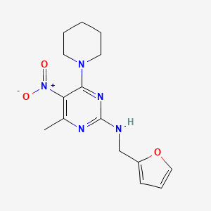 molecular formula C15H19N5O3 B6486477 N-[(furan-2-yl)methyl]-4-methyl-5-nitro-6-(piperidin-1-yl)pyrimidin-2-amine CAS No. 1251685-48-9
