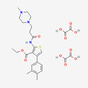 molecular formula C27H35N3O11S B6486480 ethyl 4-(3,4-dimethylphenyl)-2-[3-(4-methylpiperazin-1-yl)propanamido]thiophene-3-carboxylate; bis(oxalic acid) CAS No. 1051931-23-7