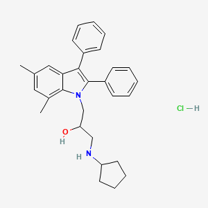 molecular formula C30H35ClN2O B6486524 1-(cyclopentylamino)-3-(5,7-dimethyl-2,3-diphenyl-1H-indol-1-yl)propan-2-ol hydrochloride CAS No. 1216999-72-2