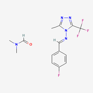 molecular formula C14H15F4N5O B6486528 (1E)-1-(4-fluorophenyl)-N-[3-methyl-5-(trifluoromethyl)-4H-1,2,4-triazol-4-yl]methanimine; N,N-dimethylformamide CAS No. 1180039-21-7
