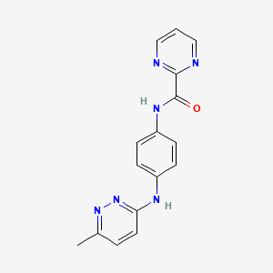 molecular formula C16H14N6O B6486564 N-{4-[(6-methylpyridazin-3-yl)amino]phenyl}pyrimidine-2-carboxamide CAS No. 1251684-58-8