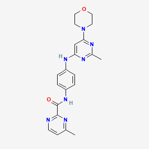 molecular formula C21H23N7O2 B6486573 4-methyl-N-(4-{[2-methyl-6-(morpholin-4-yl)pyrimidin-4-yl]amino}phenyl)pyrimidine-2-carboxamide CAS No. 1251549-63-9