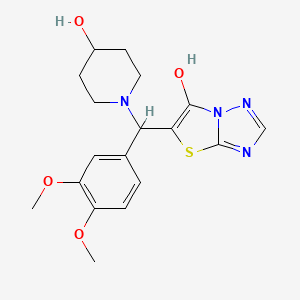 1-[(3,4-dimethoxyphenyl)({6-hydroxy-[1,2,4]triazolo[3,2-b][1,3]thiazol-5-yl})methyl]piperidin-4-ol