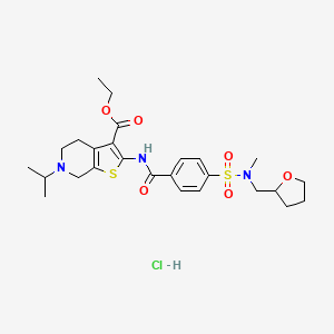 molecular formula C26H36ClN3O6S2 B6486692 ethyl 2-(4-{methyl[(oxolan-2-yl)methyl]sulfamoyl}benzamido)-6-(propan-2-yl)-4H,5H,6H,7H-thieno[2,3-c]pyridine-3-carboxylate hydrochloride CAS No. 1215314-00-3