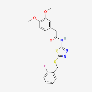 molecular formula C19H18FN3O3S2 B6486701 2-(3,4-dimethoxyphenyl)-N-(5-{[(2-fluorophenyl)methyl]sulfanyl}-1,3,4-thiadiazol-2-yl)acetamide CAS No. 868973-42-6