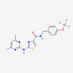 molecular formula C18H16F3N5O2S B6486709 2-[(4,6-dimethylpyrimidin-2-yl)amino]-N-{[4-(trifluoromethoxy)phenyl]methyl}-1,3-thiazole-4-carboxamide CAS No. 1251682-37-7