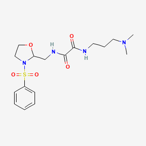 molecular formula C17H26N4O5S B6486717 N'-{[3-(benzenesulfonyl)-1,3-oxazolidin-2-yl]methyl}-N-[3-(dimethylamino)propyl]ethanediamide CAS No. 868981-59-3