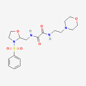 molecular formula C18H26N4O6S B6486723 N-{[3-(benzenesulfonyl)-1,3-oxazolidin-2-yl]methyl}-N'-[2-(morpholin-4-yl)ethyl]ethanediamide CAS No. 868981-64-0